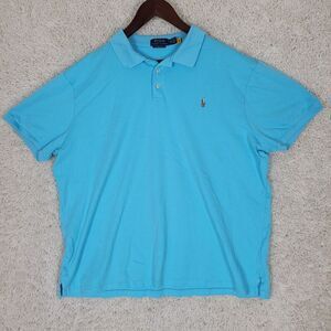 Polo Ralph Lauren Polo Shirt Men's 2XL Light Blue Flesh Pony Custom Slim Fit S/S